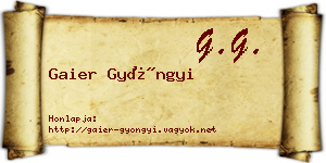 Gaier Gyöngyi névjegykártya